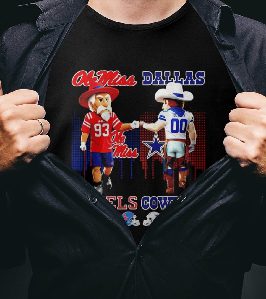 Ole Miss Rebels Saturdays Vs Dallas Cowboys Sundays Unity Skyline T-Shirt