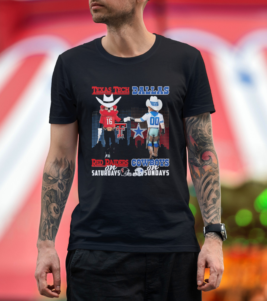 Texas Tech Red Raiders Saturdays Dallas Cowboys Sundays Skyline T-Shirt