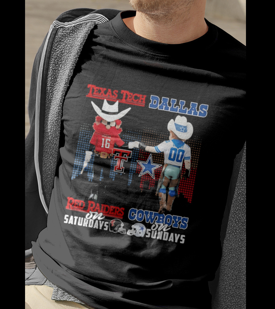 Texas Tech Red Raiders Saturdays Dallas Cowboys Sundays Skyline T-Shirt