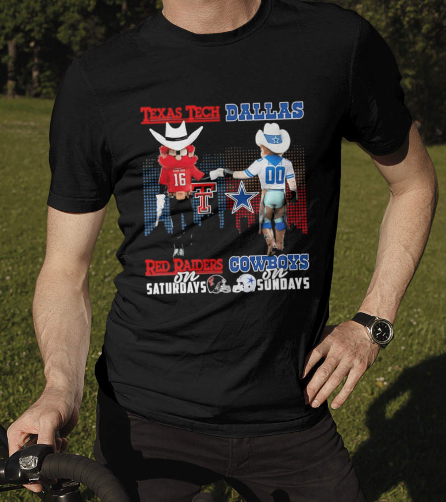 Texas Tech Red Raiders Saturdays Dallas Cowboys Sundays Skyline T-Shirt