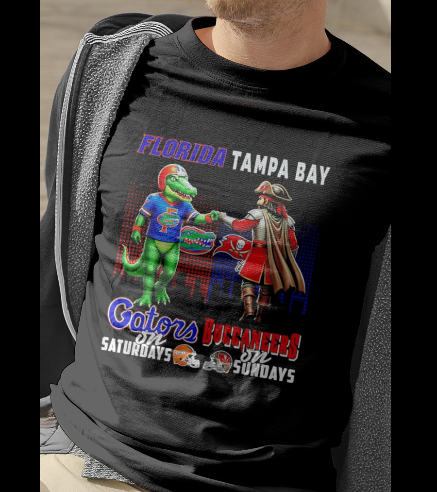 Florida Gators Saturdays Tampa Bay Buccaneers Sundays Fist Bump Skyline T-Shirt