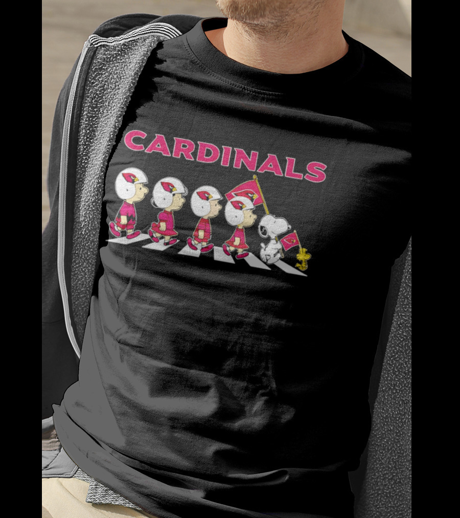 Peanuts X Arizona Cardinals Woodstock Snoopy Football Abbey Road Flag T-Shirt