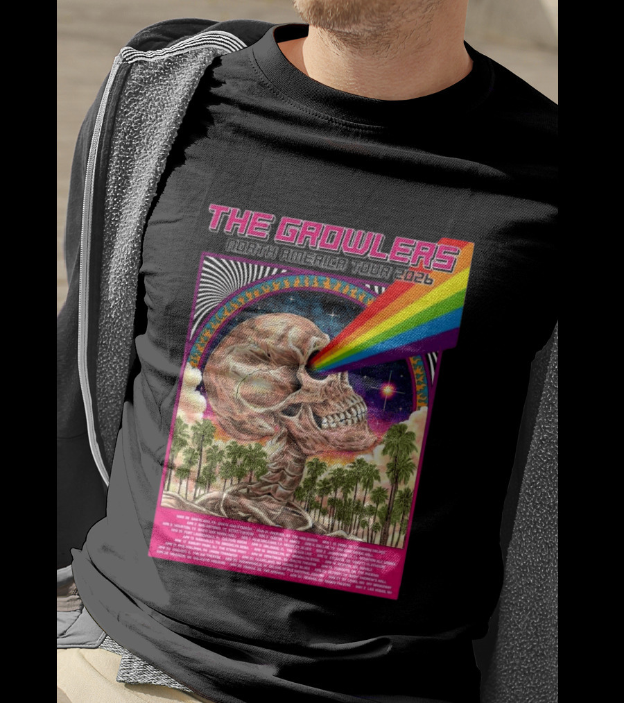 The Growlers North America Tour 2026 Psychedelic Skull With Rainbow Beam T-Shirt