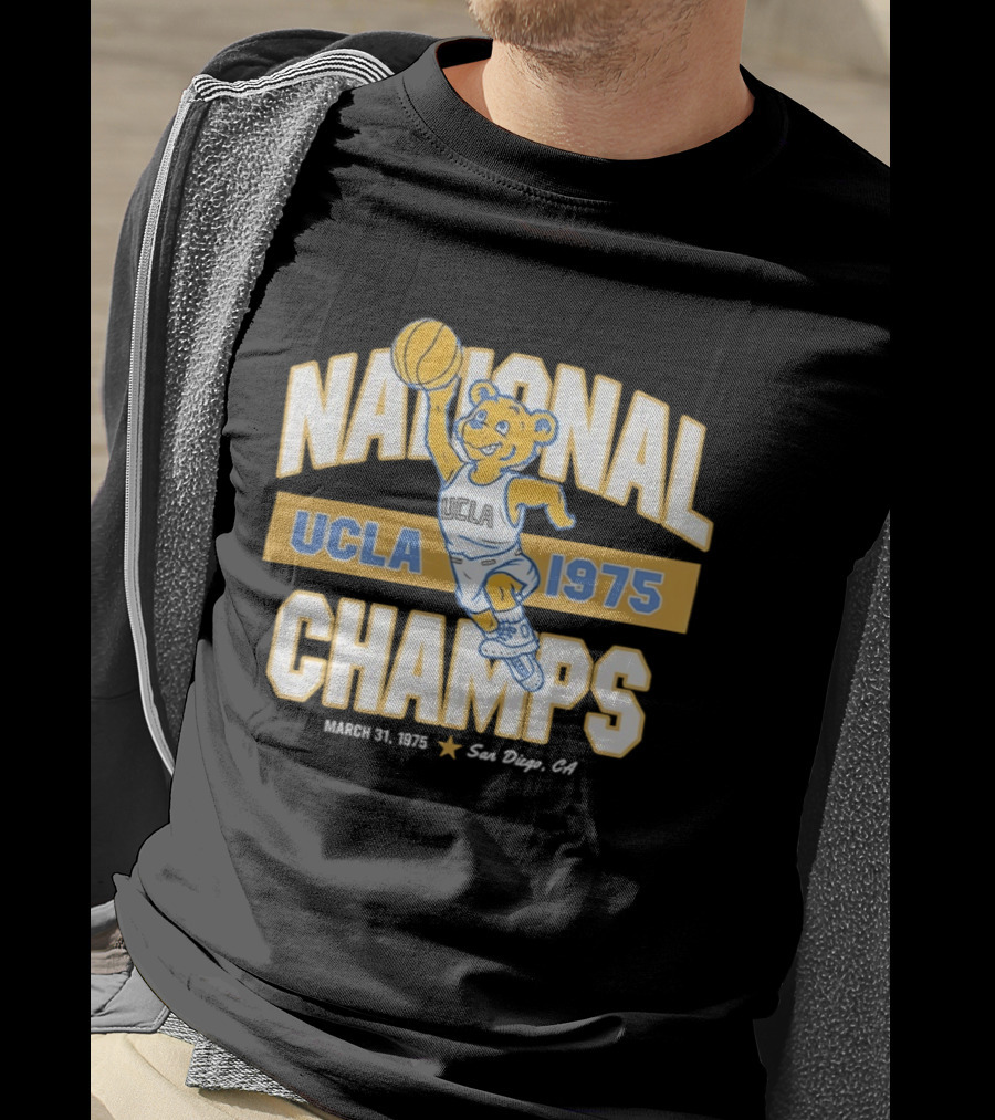 UCLA Bruins National Champs 1975 March 31 San Diego Basketball Bear T-Shirt
