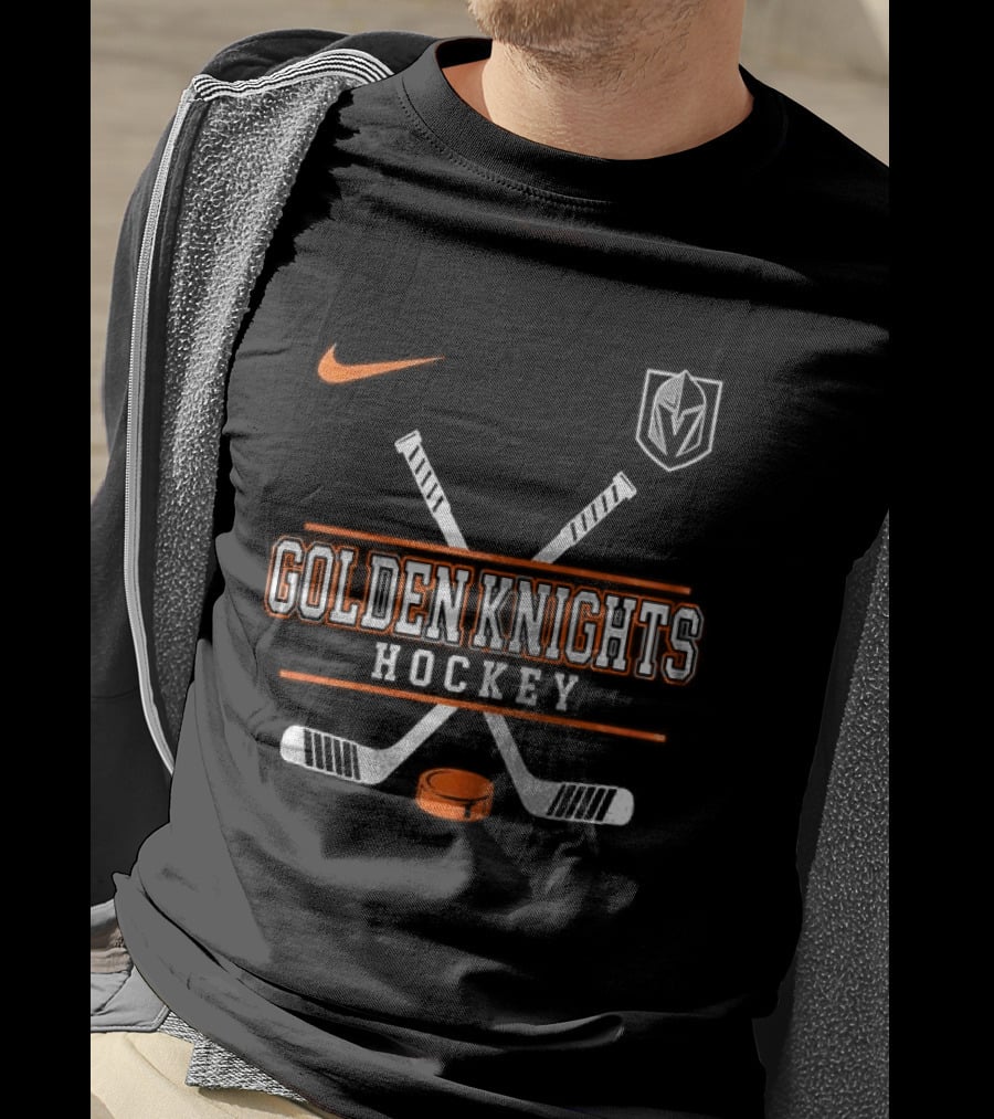 Nike Vegas Golden Knights Hockey Crossed Sticks T-Shirt