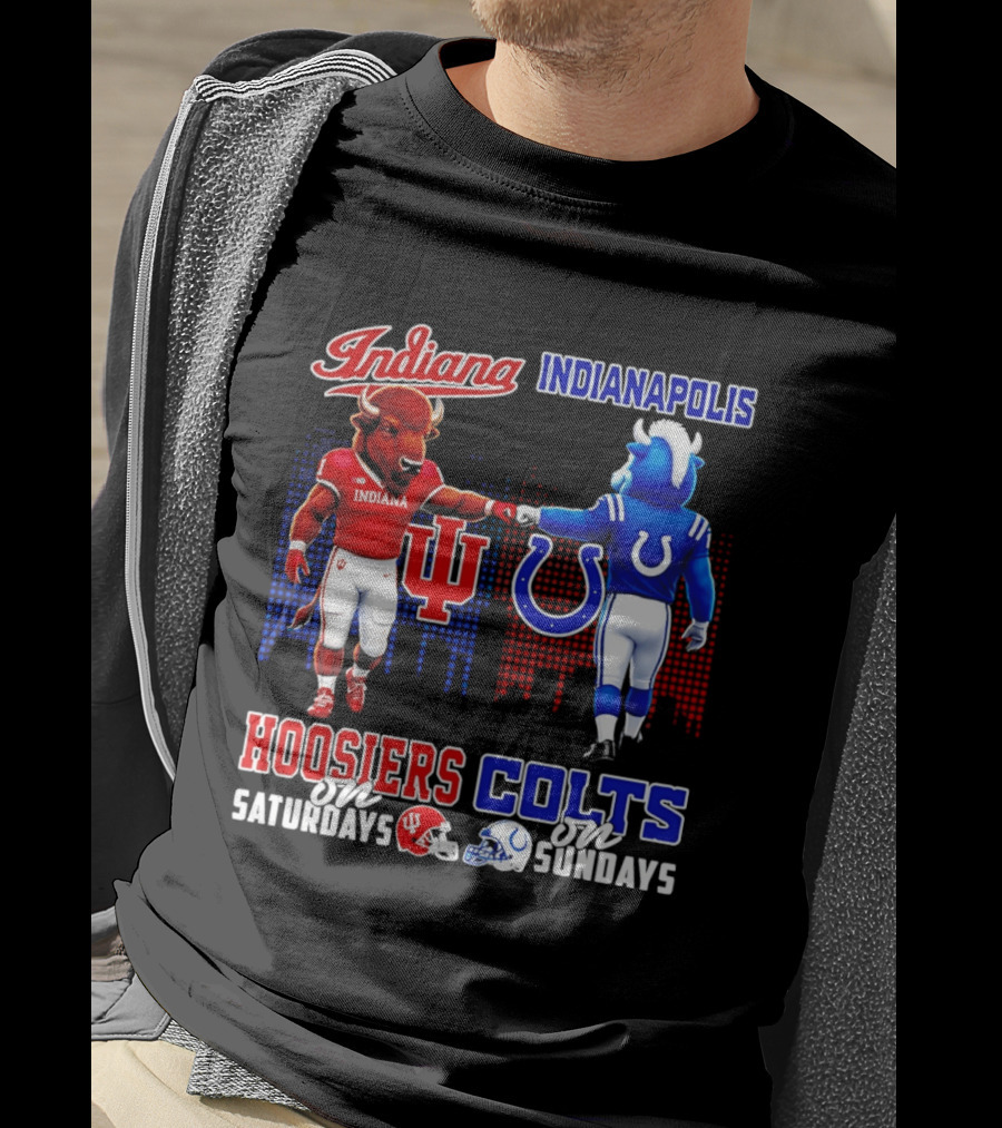 Indiana Hoosiers Saturdays Vs Indianapolis Colts Sundays Skyline Football T-Shirt