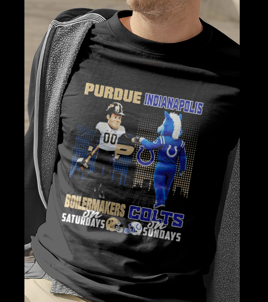 Purdue Boilermakers Saturdays Indianapolis Colts Sundays Skyline T-Shirt