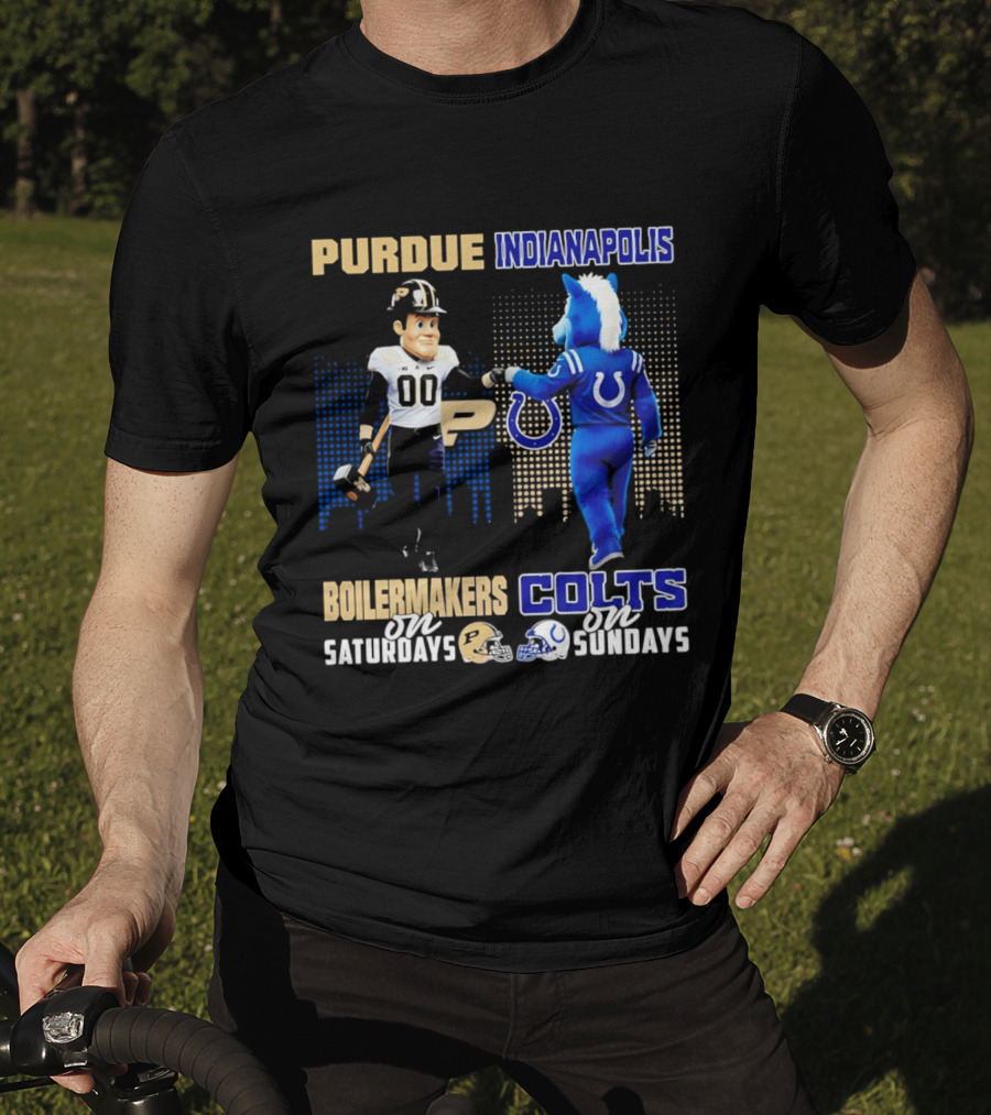 Purdue Boilermakers Saturdays Indianapolis Colts Sundays Skyline T-Shirt