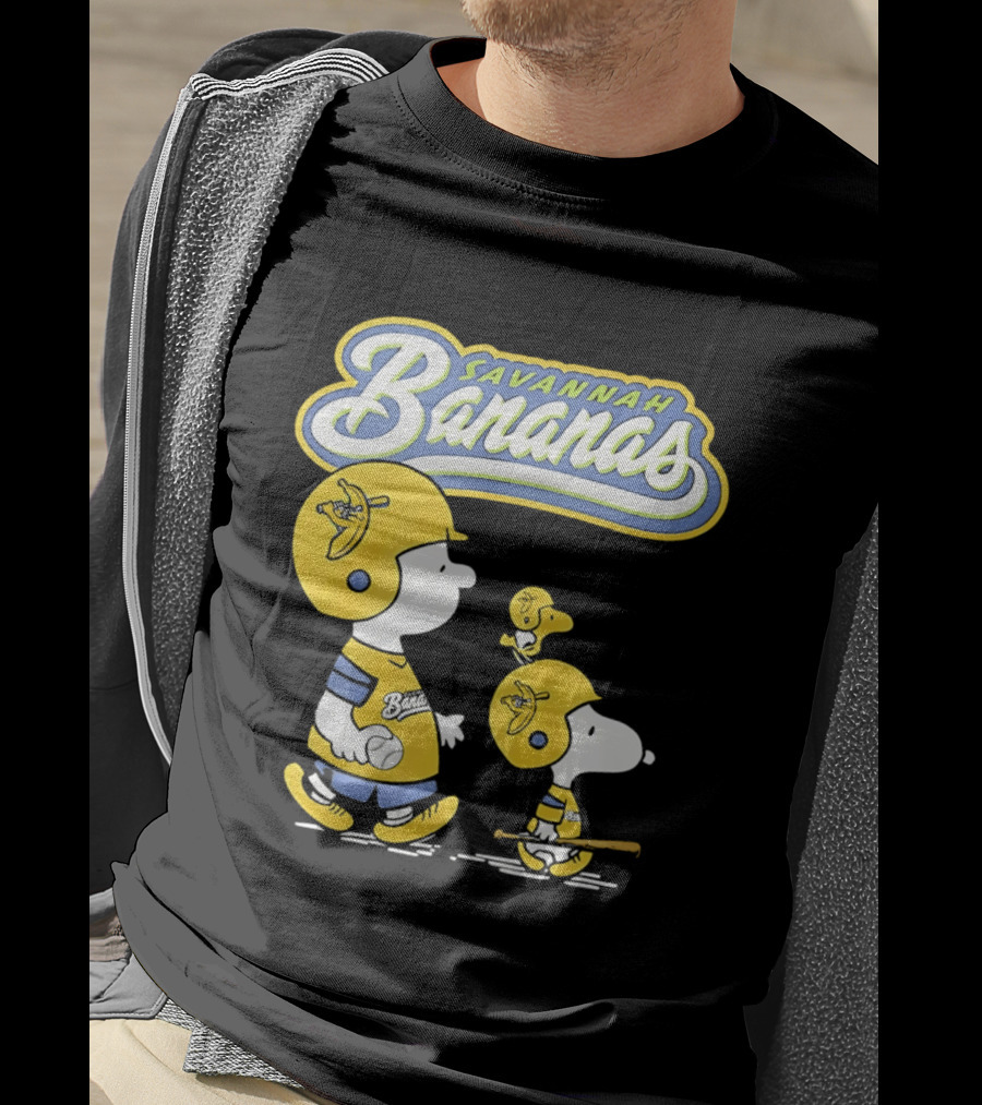Savannah Bananas Snoopy Peanuts Baseball Player Helmet Bat T-Shirt