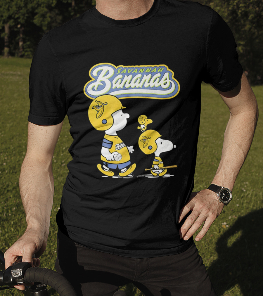 Savannah Bananas Snoopy Peanuts Baseball Player Helmet Bat T-Shirt