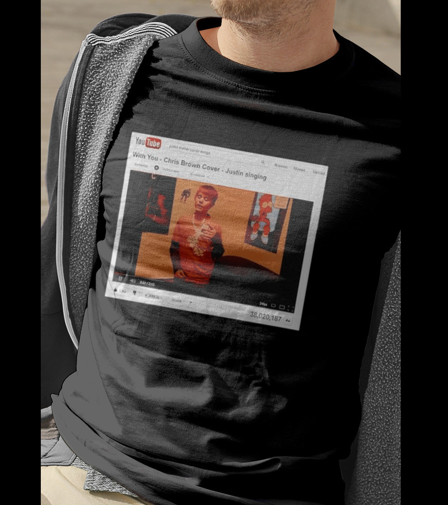 Justin Bieber Singing Chris Brown Cover YouTube Screenshot 38 Million Views T-Shirt