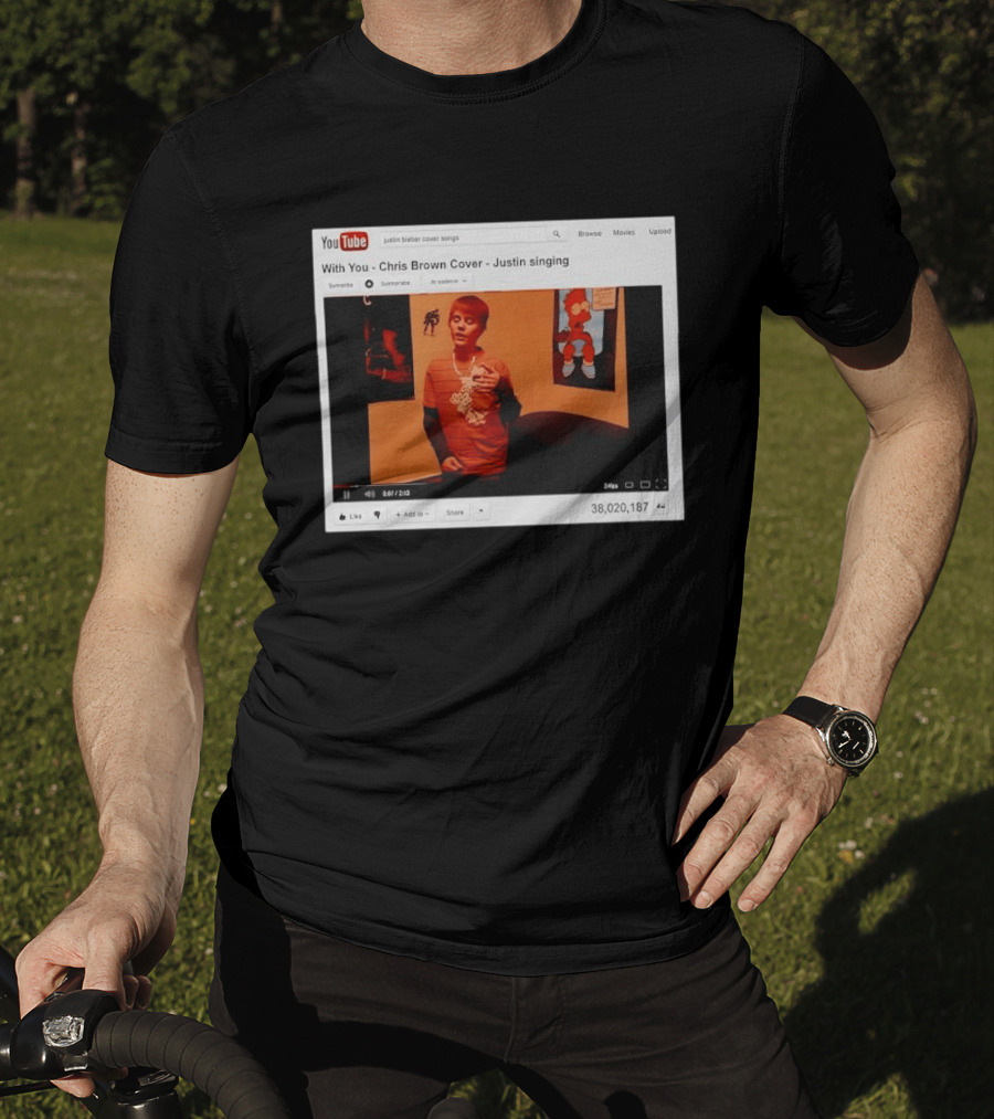 Justin Bieber Singing Chris Brown Cover YouTube Screenshot 38 Million Views T-Shirt
