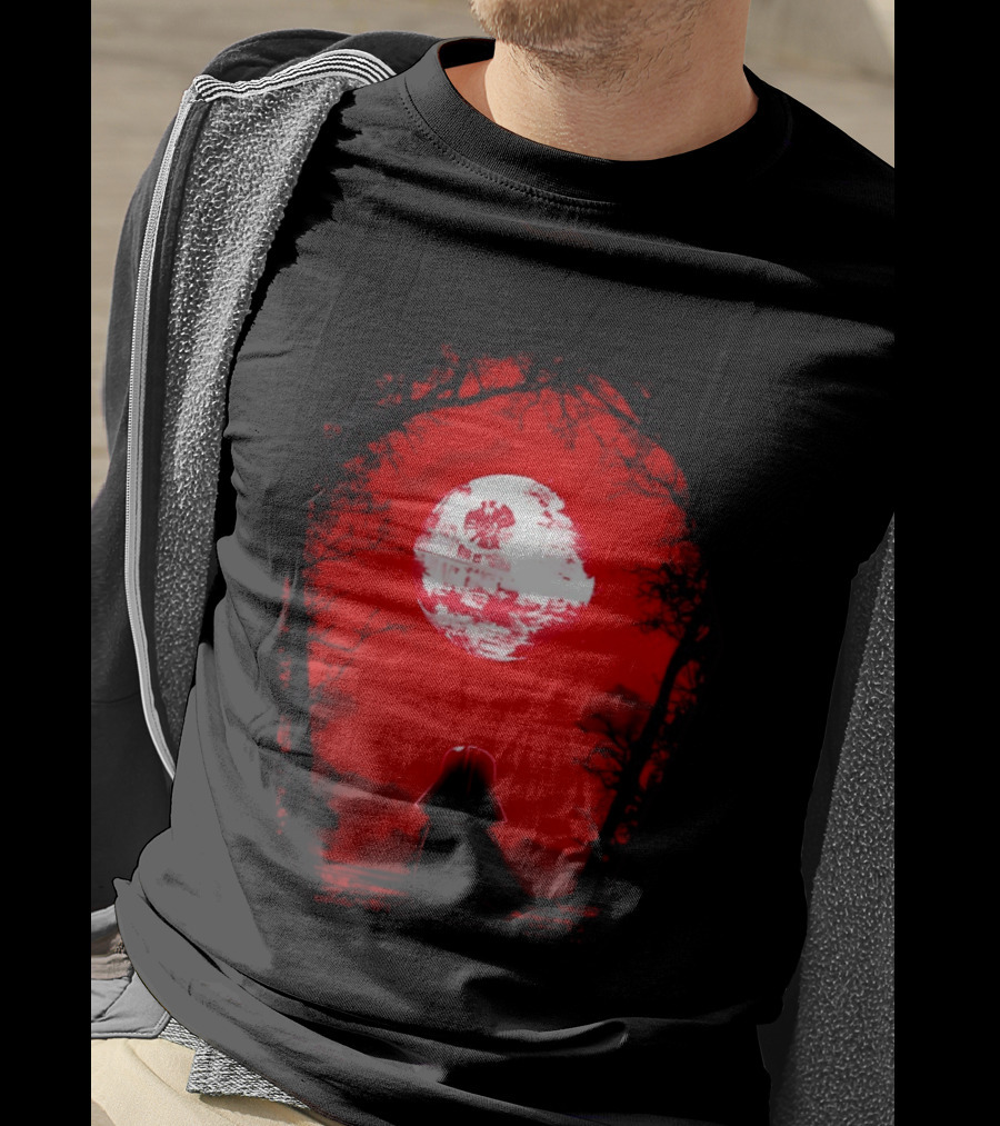 Darth Vader Blood Moon Dark Side Negative Forest Scene T-Shirt