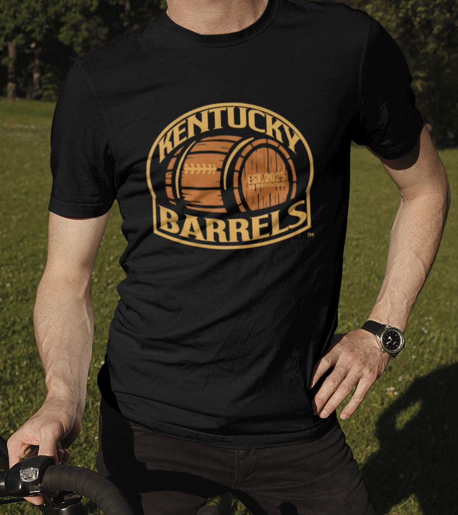 Kentucky Barrels 100 Proof Football Est 2025 T-Shirt