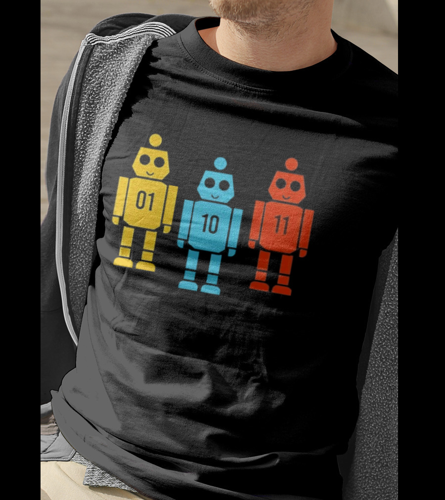 Robot 01 10 11 Trio Colorful Robot T-Shirt