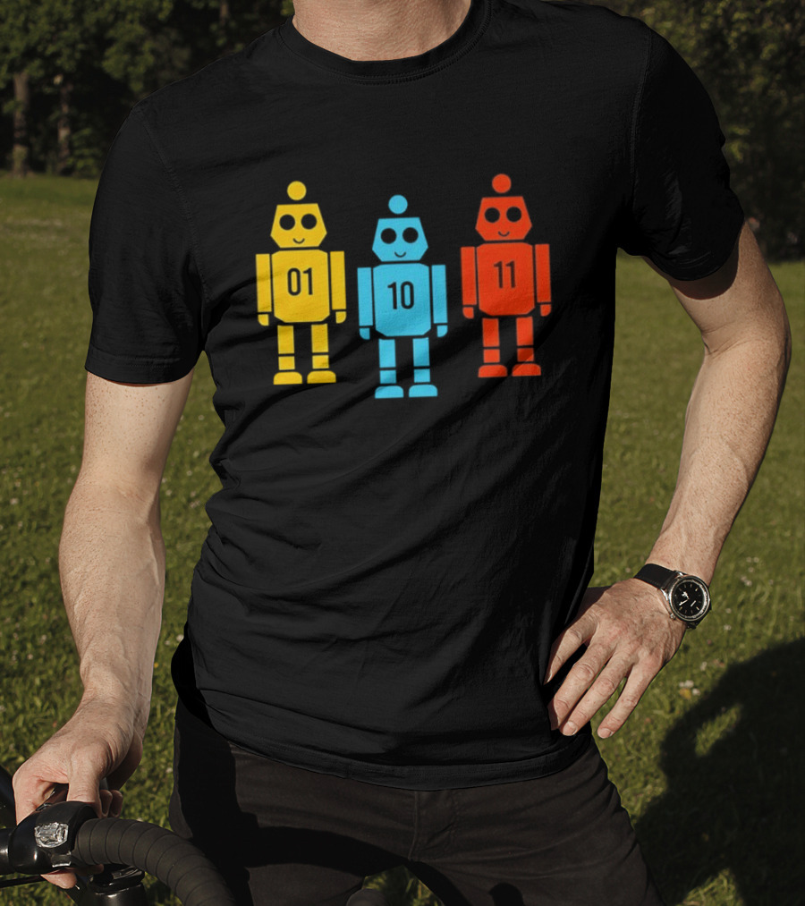 Robot 01 10 11 Trio Colorful Robot T-Shirt