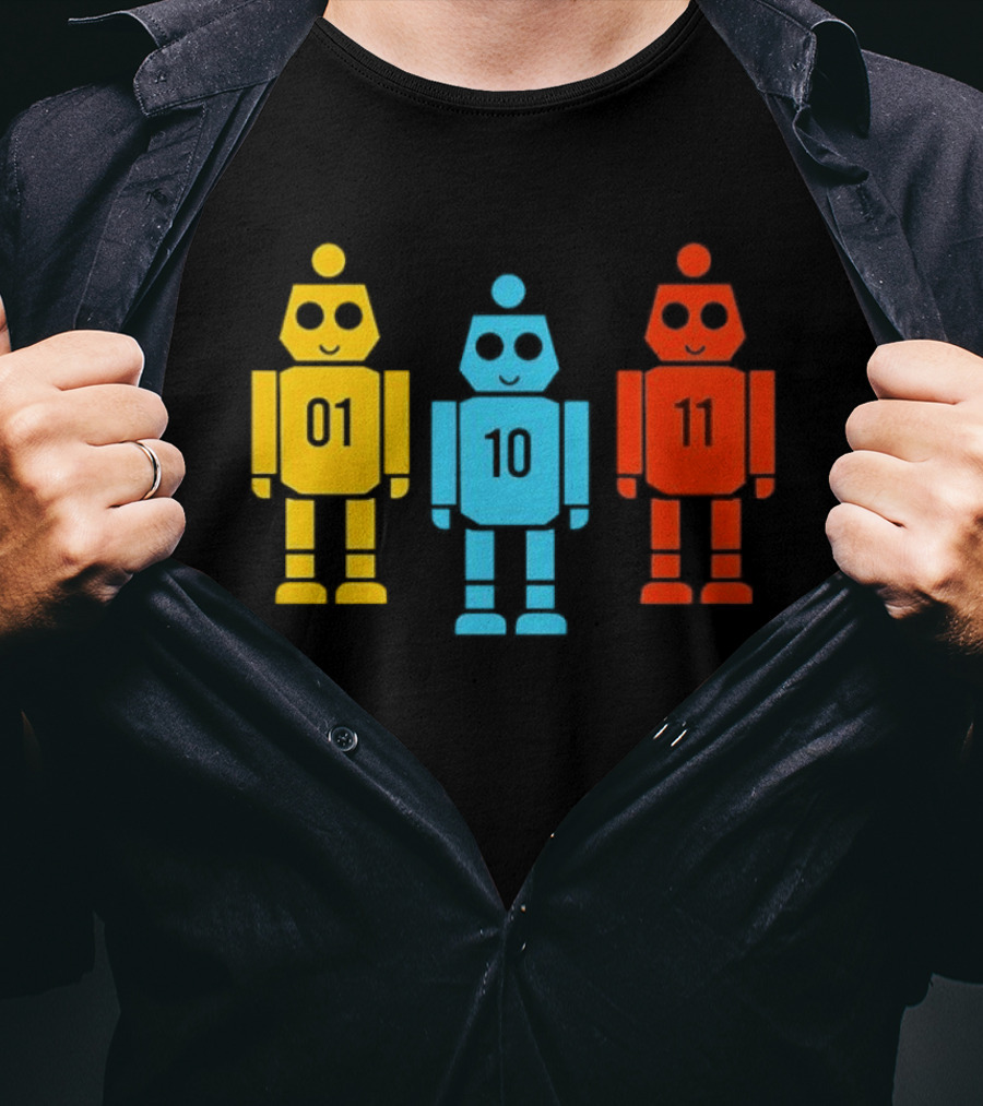 Robot 01 10 11 Trio Colorful Robot T-Shirt