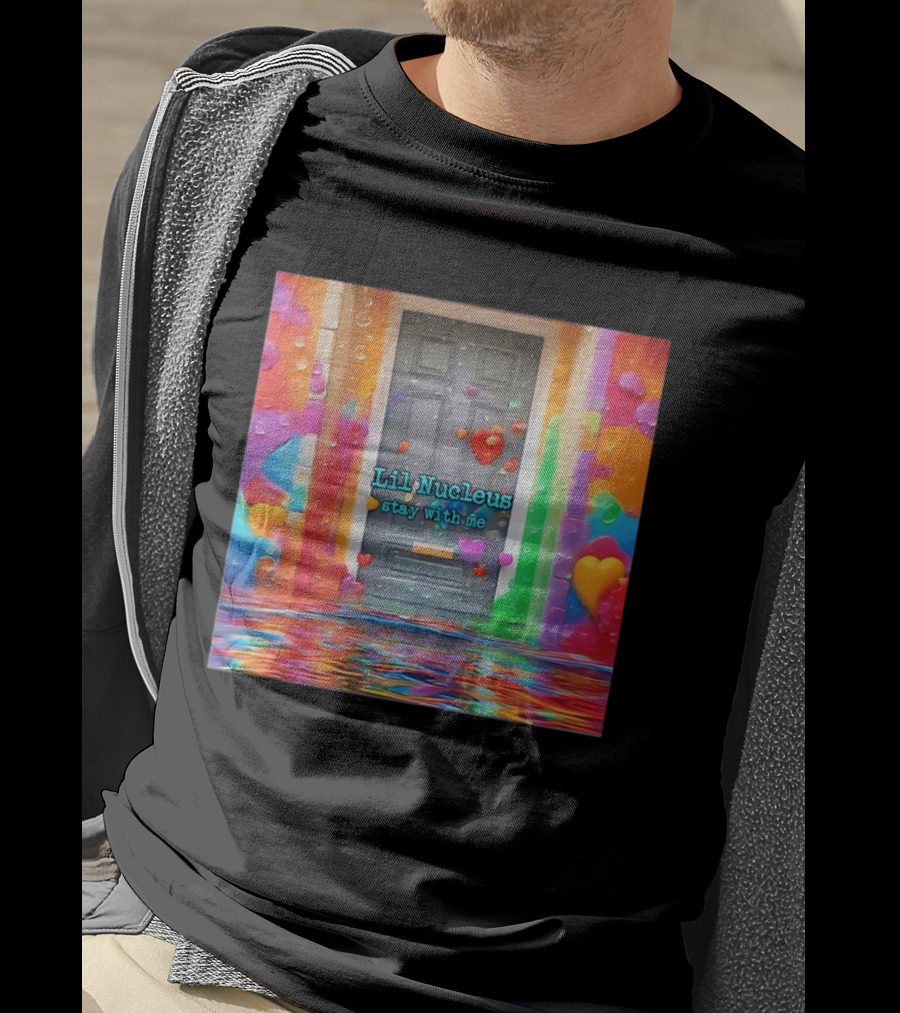 Lil Nucleus Stay With Me Colorful Heart Doorway T-Shirt