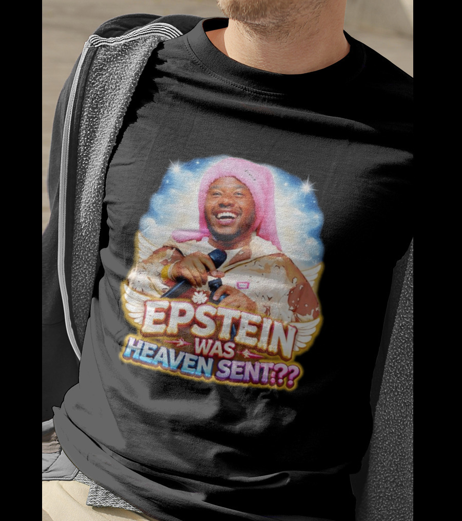 Epstein Was Heaven Sent Pink Hat Smiling Man With Microphone And Camouflage Jacket T-Shirt