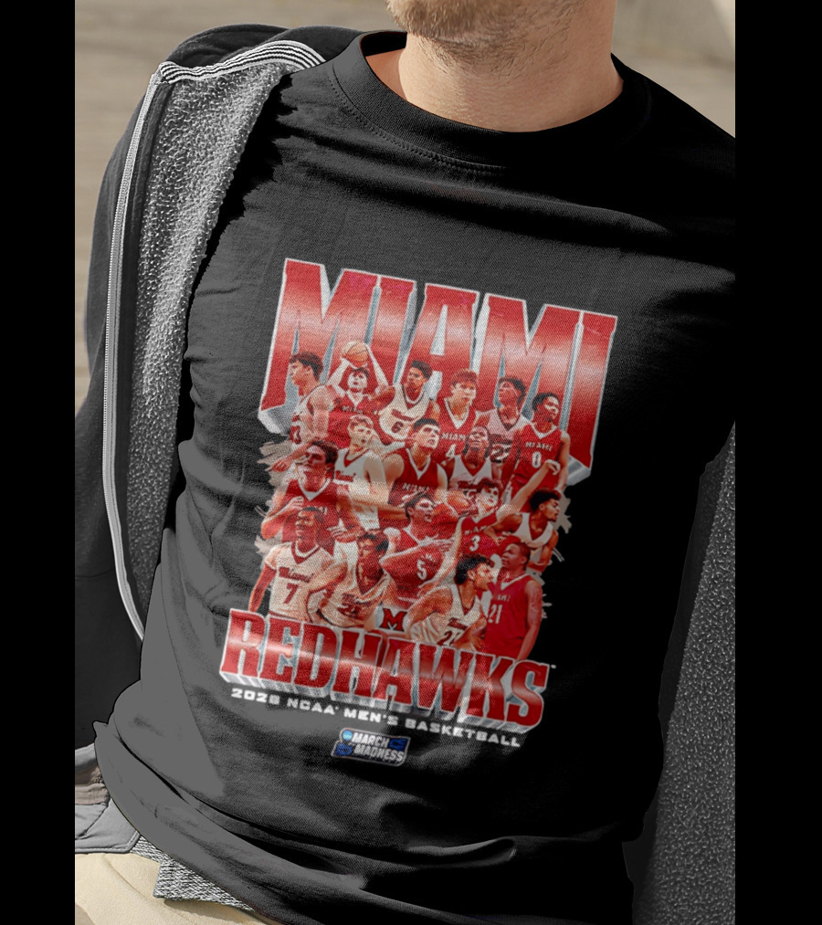 Miami RedHawks Basketball NCAA March Madness 2026 Team Collage T-Shirt