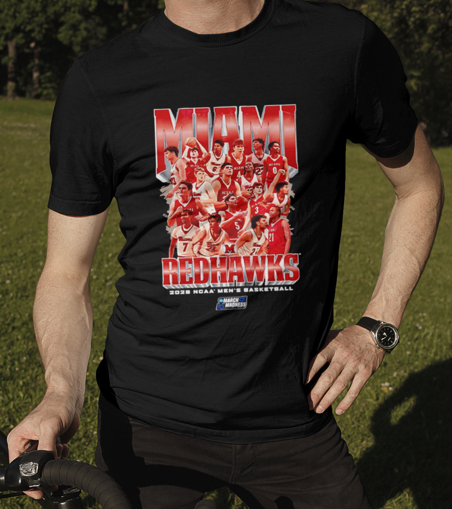 Miami RedHawks Basketball NCAA March Madness 2026 Team Collage T-Shirt