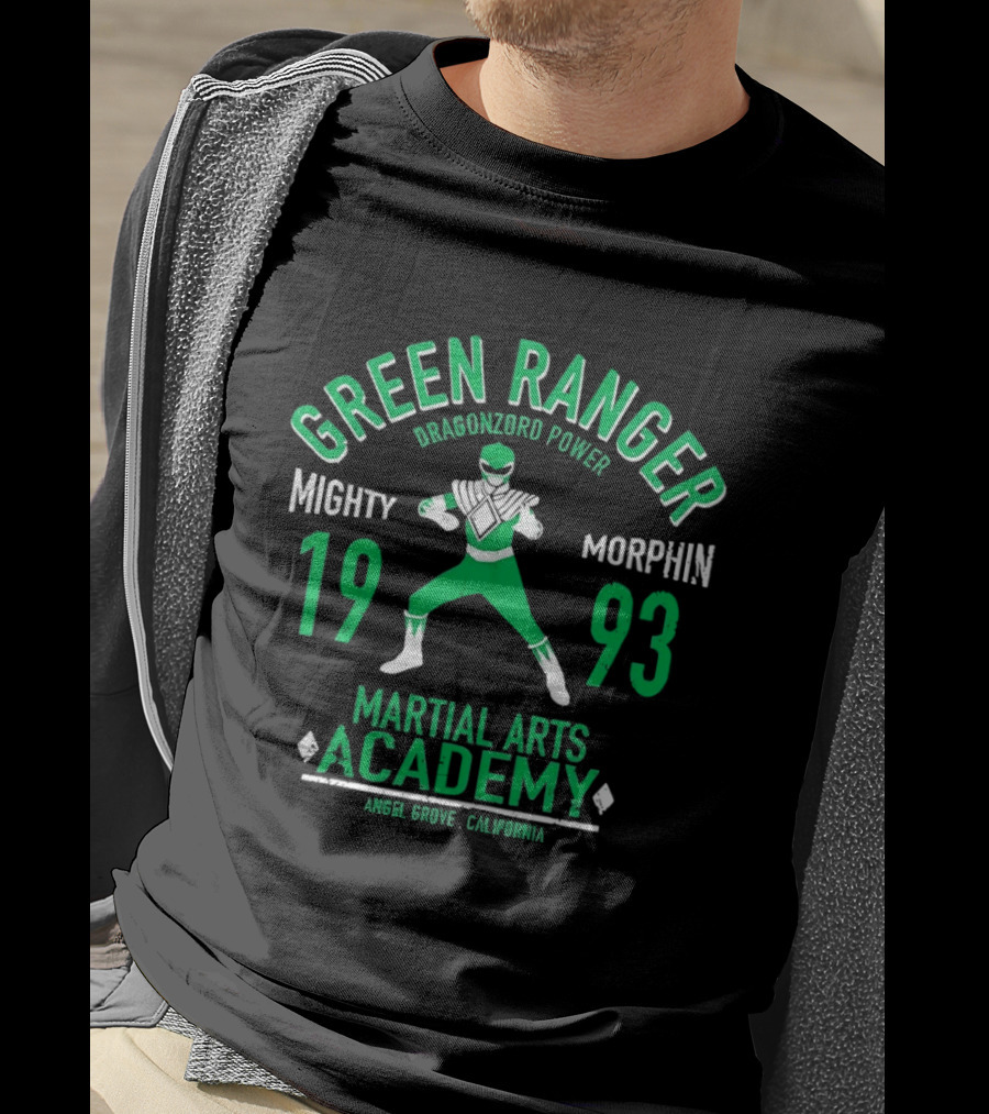 Green Ranger Dragonzord Power Mighty Morphin 1993 Martial Arts Academy Angel Grove California T-Shirt
