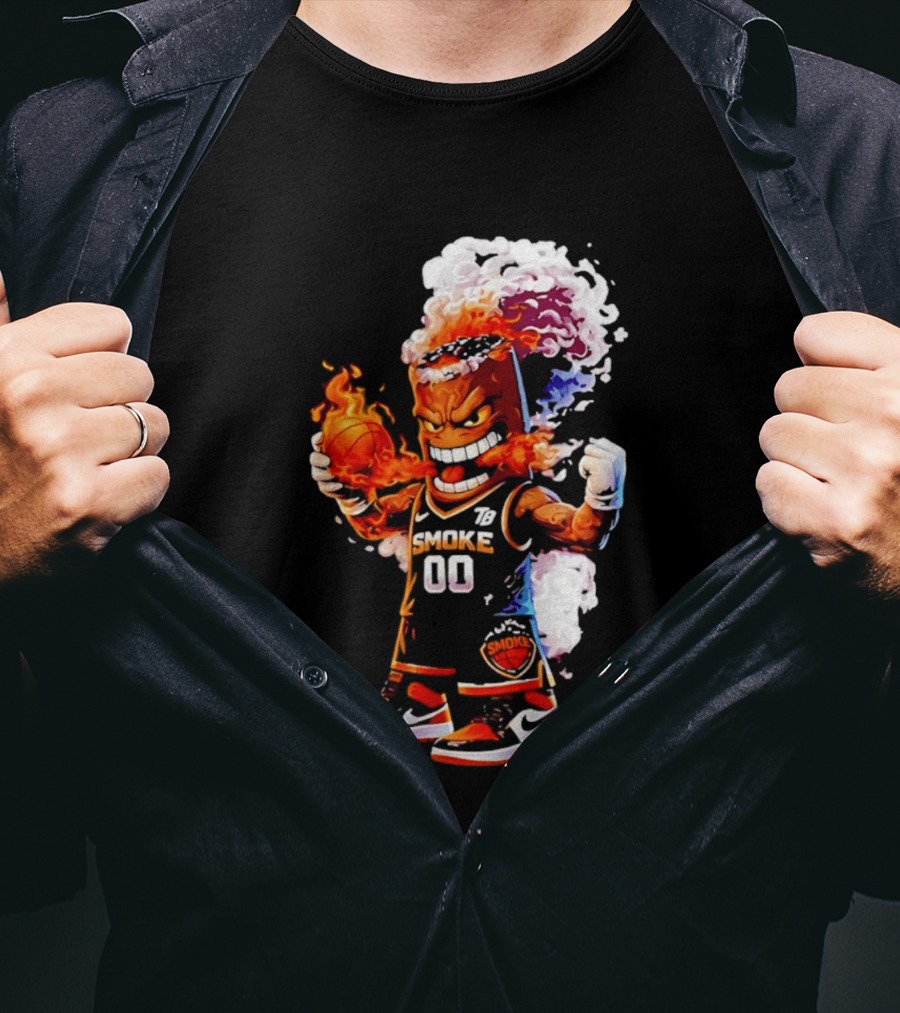 Strizzo Tampa Bay Smoke Cartoon Basketball Flames T-Shirt
