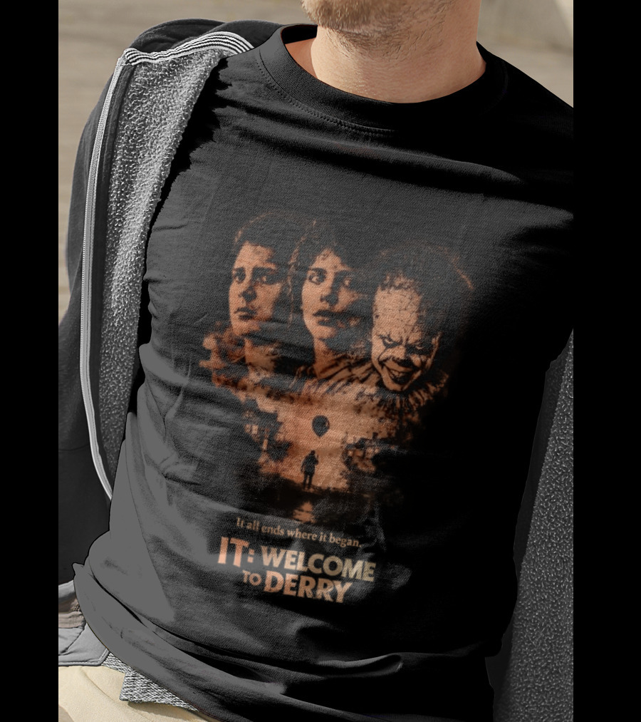 It All Ends Where It Began Welcome To Derry Floating Balloon And Eerie Town T-Shirt