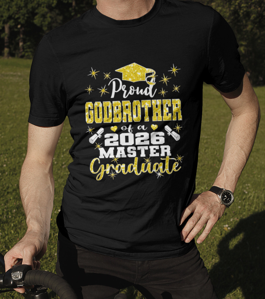 Proud Godbrother Of A 2026 Master Graduate With Gold Stars And Cap T-Shirt