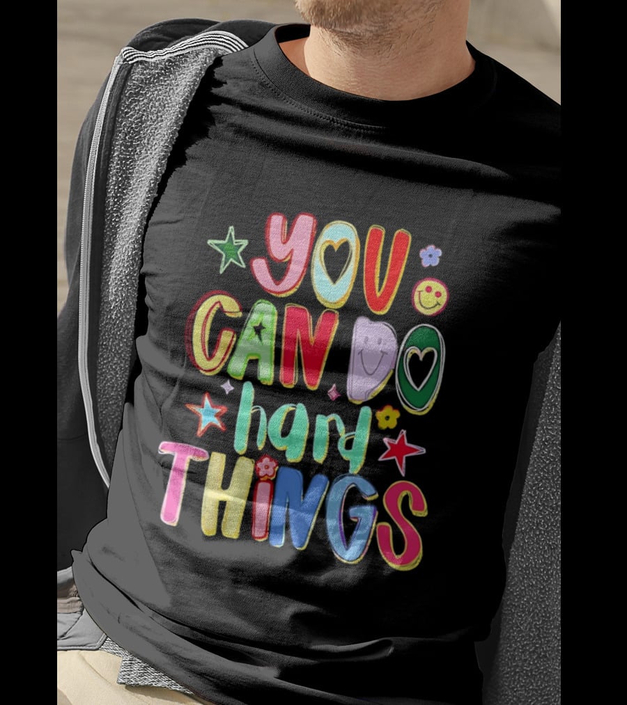 You Can Do Hard Things Autism Awareness Colorful Positive Message T-Shirt