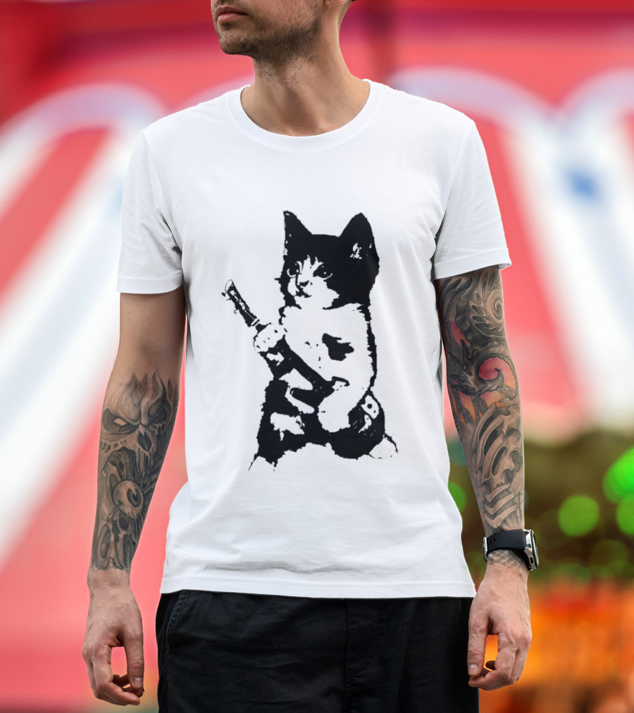 Rockstar Kitten Cat Playing Guitar Feline Musician T-Shirt
