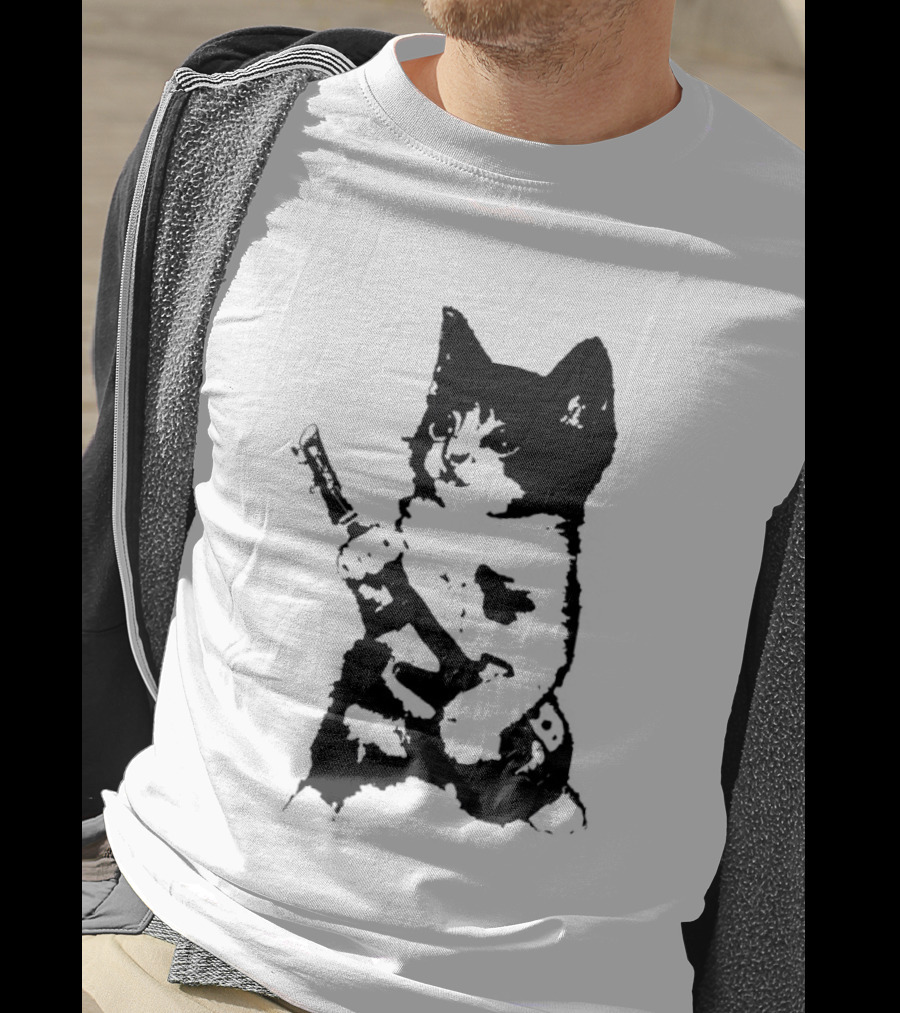 Rockstar Kitten Cat Playing Guitar Feline Musician T-Shirt