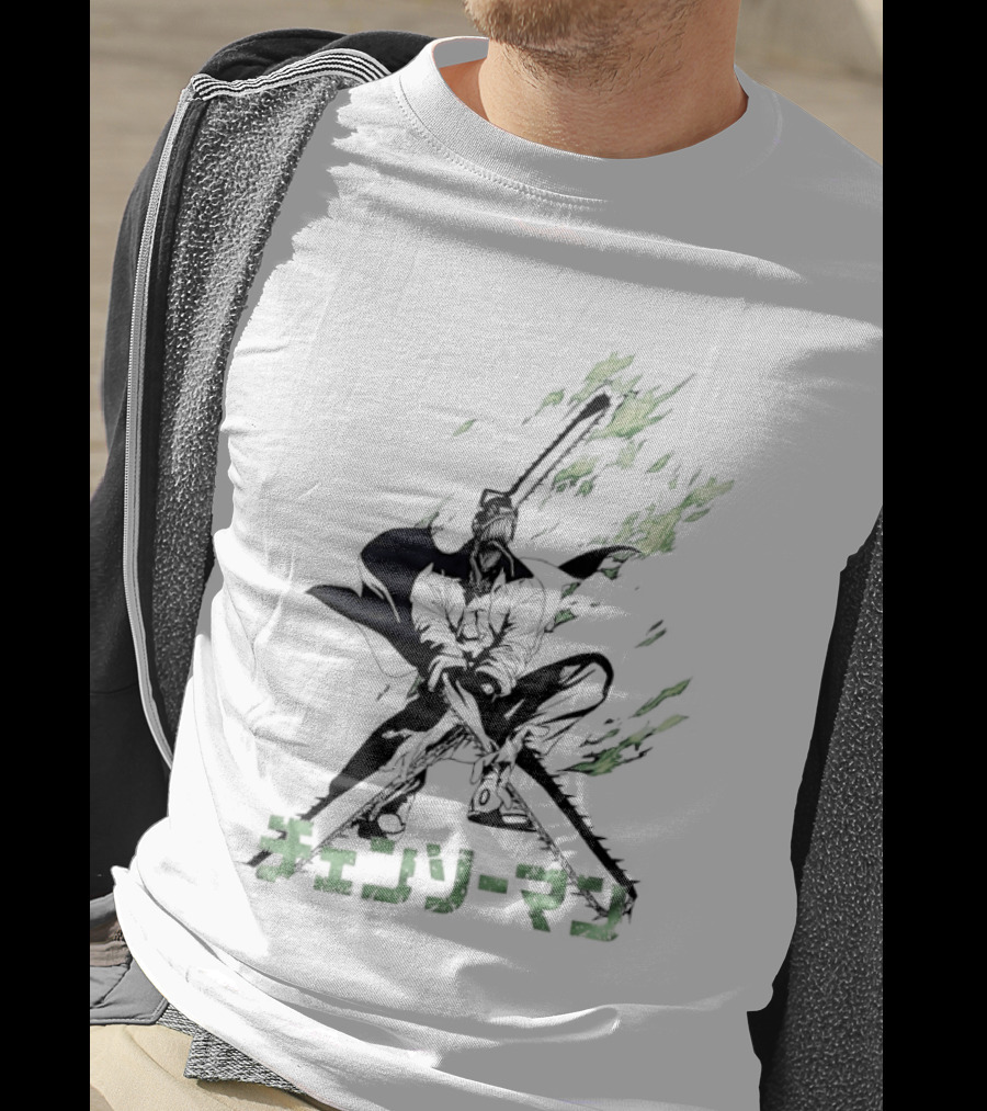 Chainsaw Man Katana Duel Anime Flames Japanese T-Shirt
