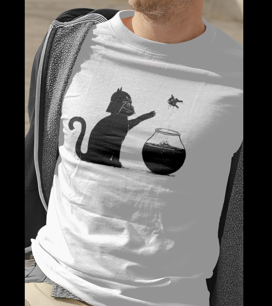 Darth Cat Uses Force On Fish Bowl Star Wars T-Shirt