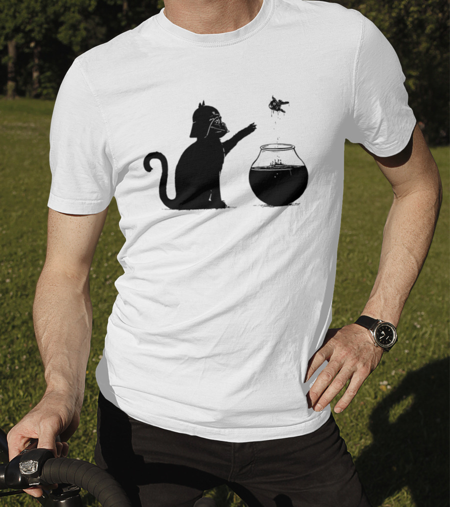 Darth Cat Uses Force On Fish Bowl Star Wars T-Shirt