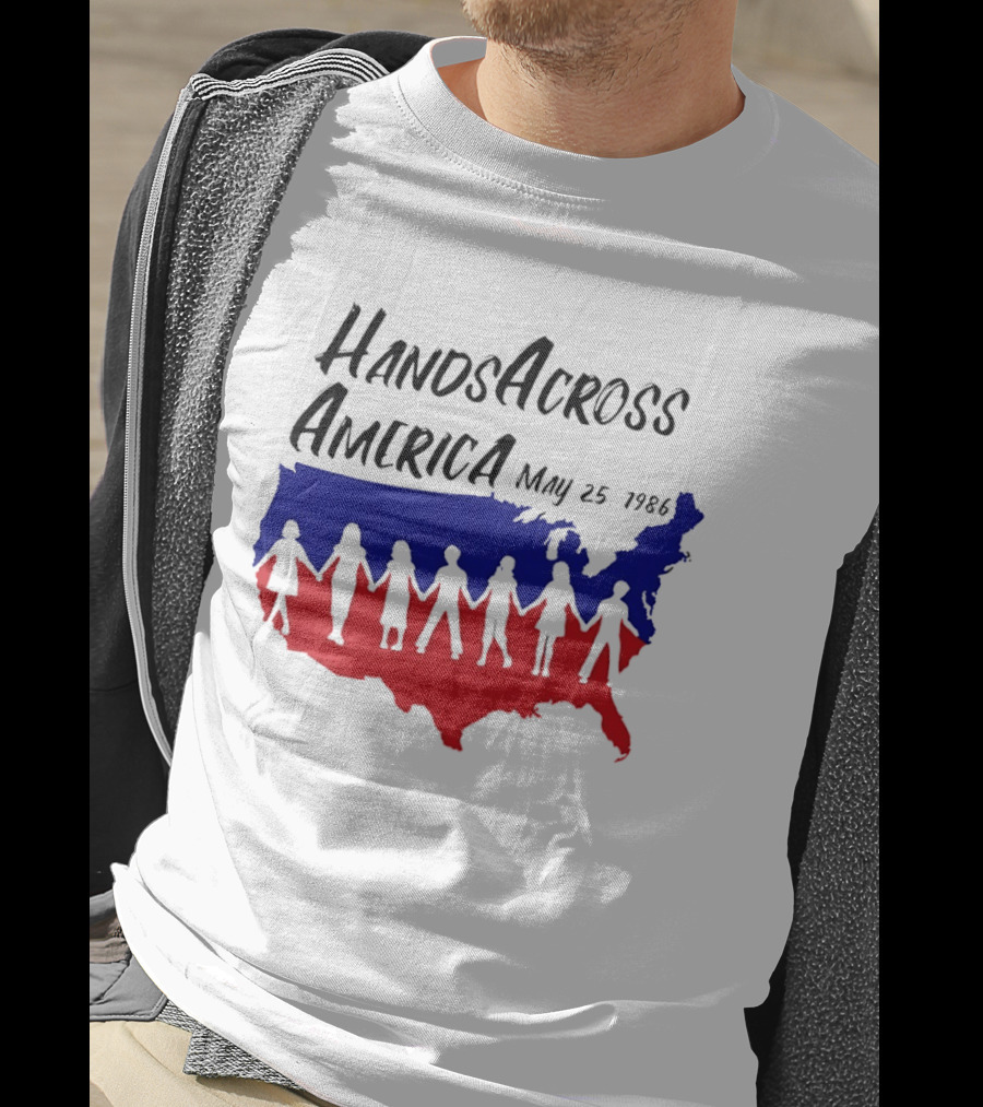 Hands Across America May 25 1986 USA Map T-Shirt