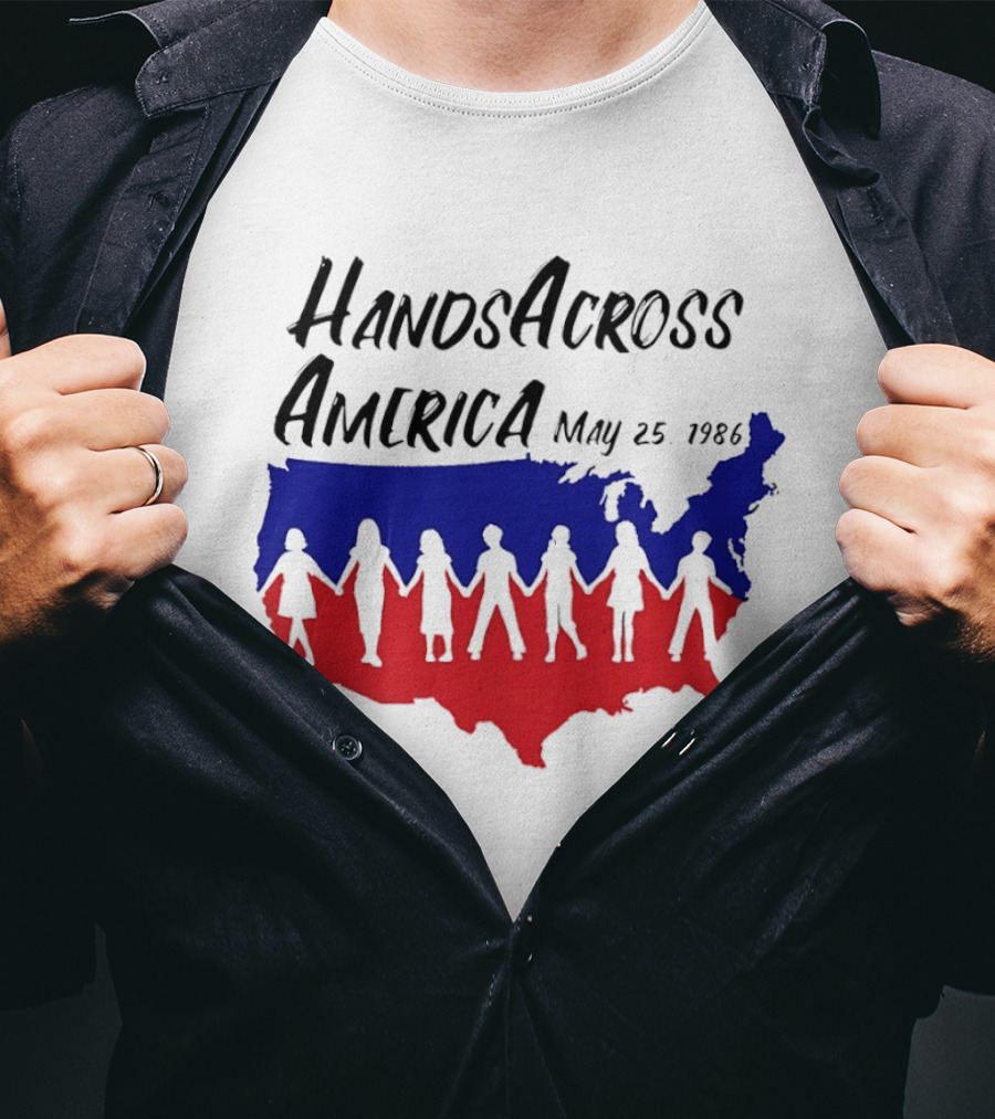 Hands Across America May 25 1986 USA Map T-Shirt