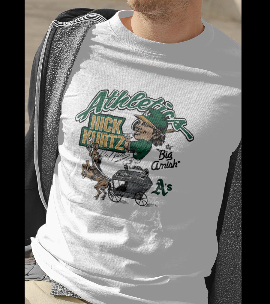 Nick Kurtz 16 Athletics Baseball The Big Amish Cartoon AS T-Shirt