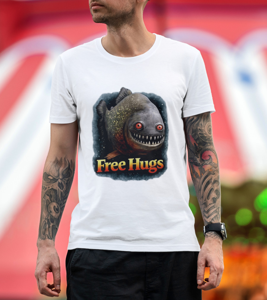 Piranha Free Hugs Creepy Fish Joke T-Shirt
