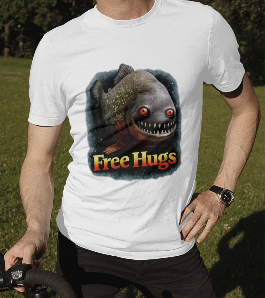 Piranha Free Hugs Creepy Fish Joke T-Shirt