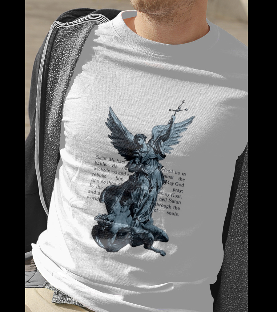 Saint Michael Overcoming Satan With Sword And Wings T-Shirt