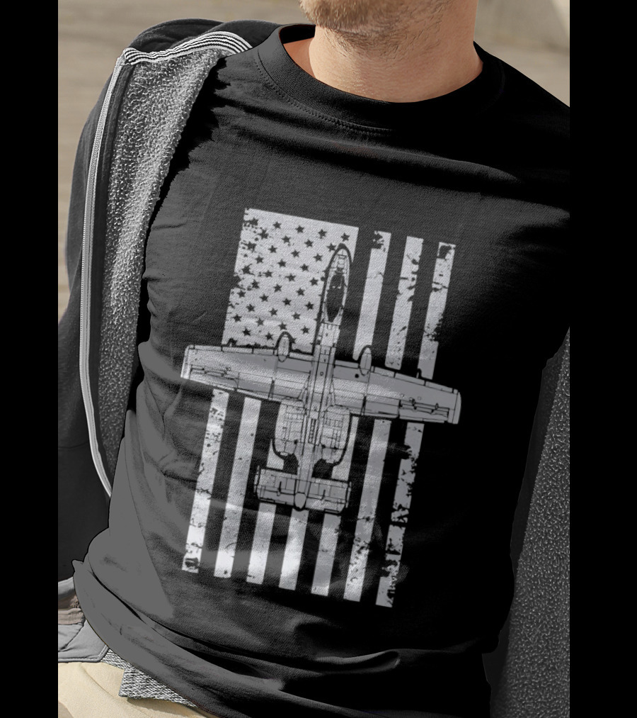 A 10 Warthog American Flag Distressed T-Shirt