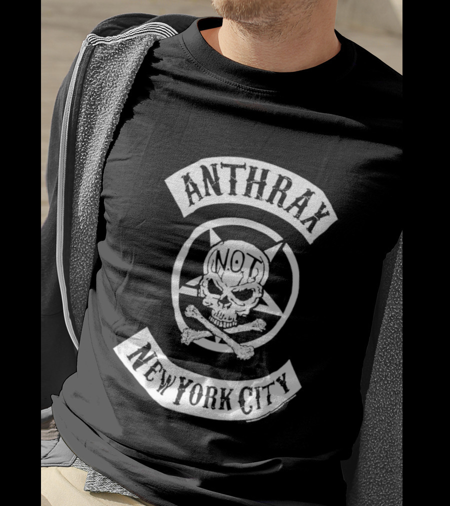 Anthrax Skull New York City NOT Logo Biker T-Shirt