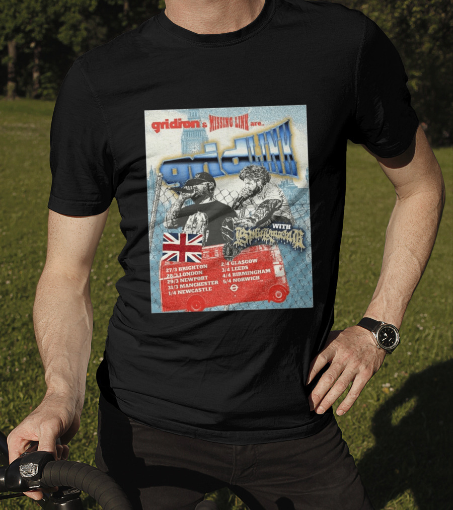 Gridiron X Missing Link UK 2026 Tour With Gridlink Dates And British Flag T-Shirt