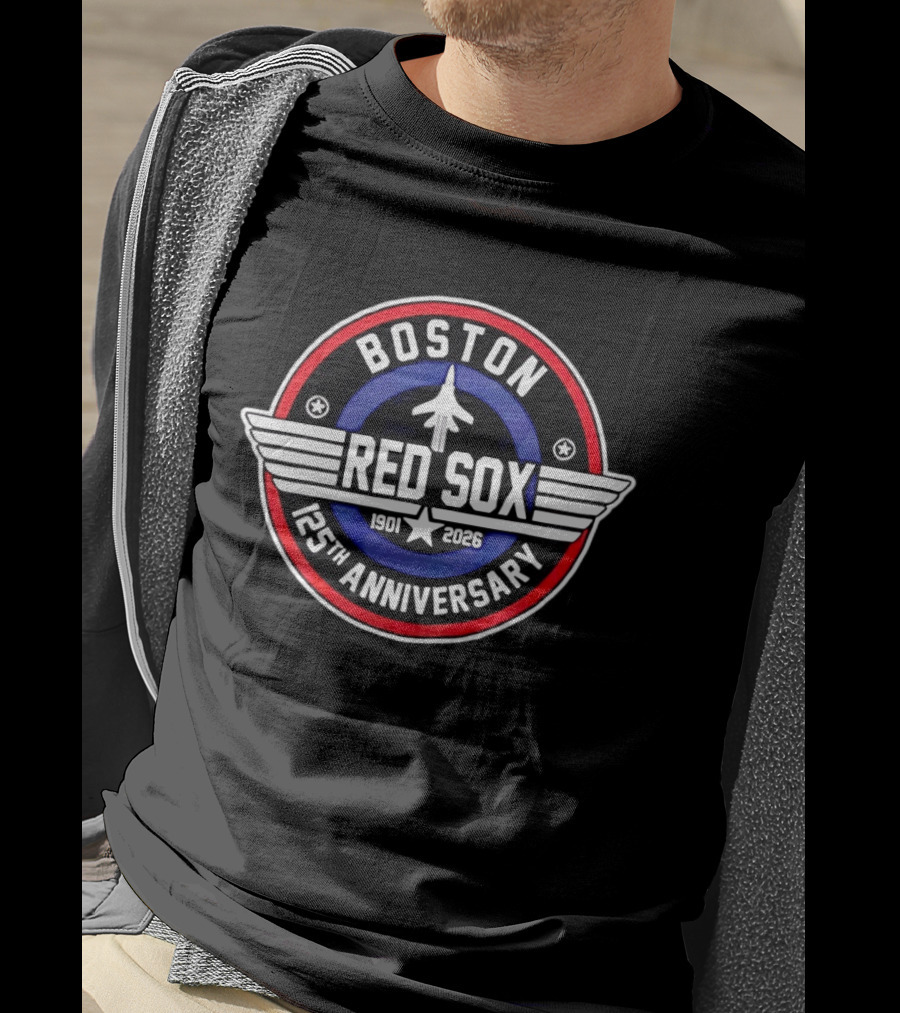 Boston Red Sox 125th Anniversary 1901 2026 Fighter Jet T-Shirt