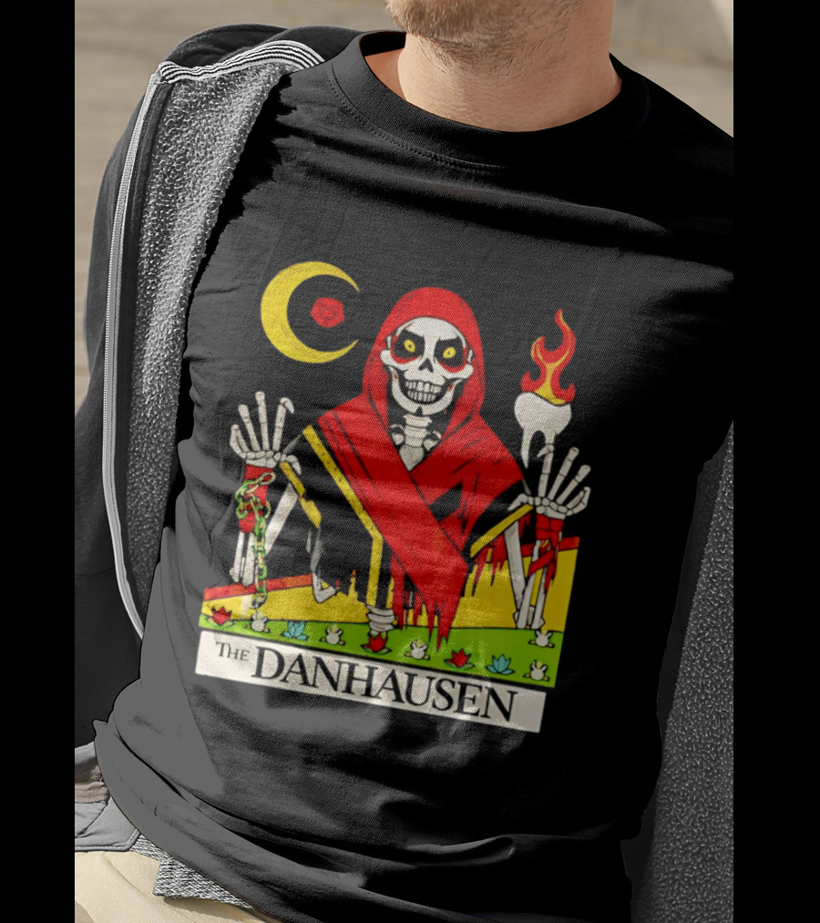 Skeleton In Red Outfit With Cursed WWE Tooth Danhausen T-Shirt