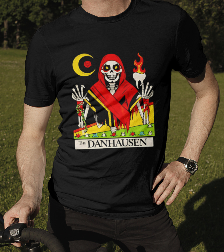 Skeleton In Red Outfit With Cursed WWE Tooth Danhausen T-Shirt