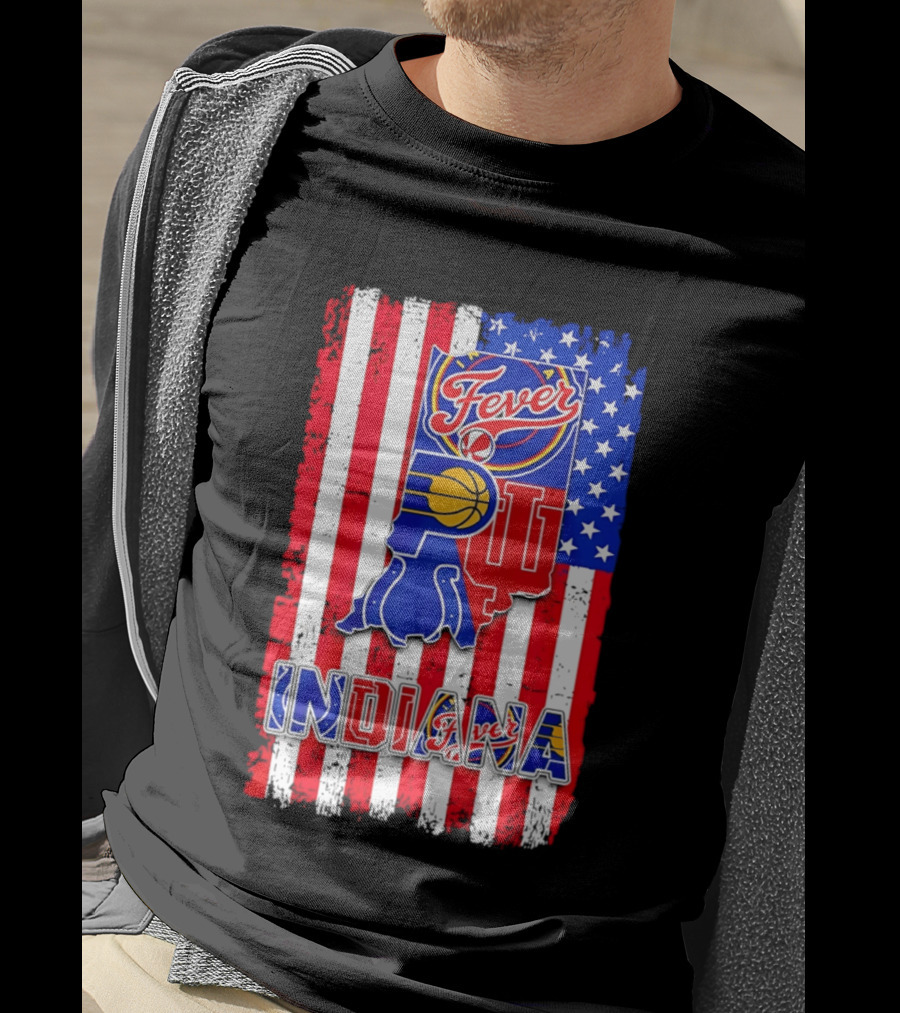 Indiana Fever Pacers Hoosiers American Flag T-Shirt