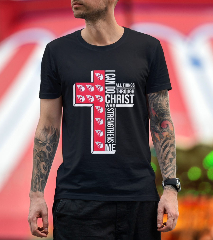 Cleveland Guardians I Can Do All Things Through Christ Cross T-Shirt