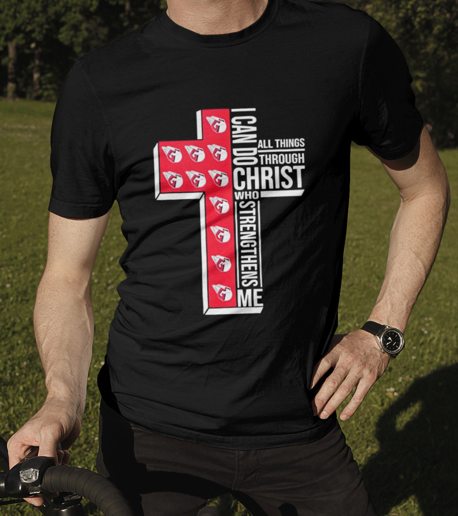 Cleveland Guardians I Can Do All Things Through Christ Cross T-Shirt
